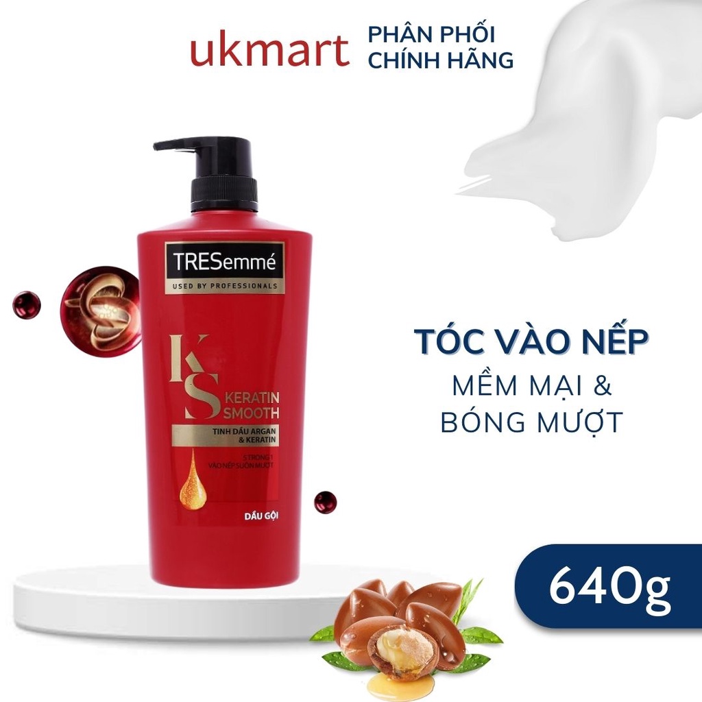 Bộ Gội Xả TRESemmé Keratin Vào Nếp Mượt Mà 640g + 620g Keratin Smooth Shampoo &amp; Conditioner