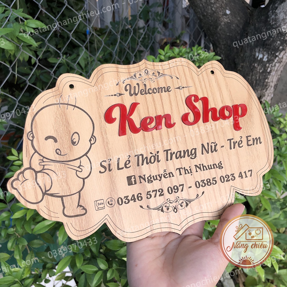 Biển gỗ vintage dành cho shop thời trang của bé - Trang trí cửa hàng - Thiết kế và khắc theo yêu cầu