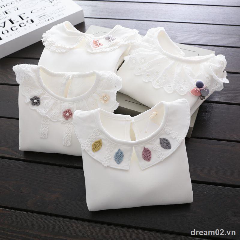 Áo Thun Tay Dài Cổ Bèo Thời Trang Cho Bé Gái
