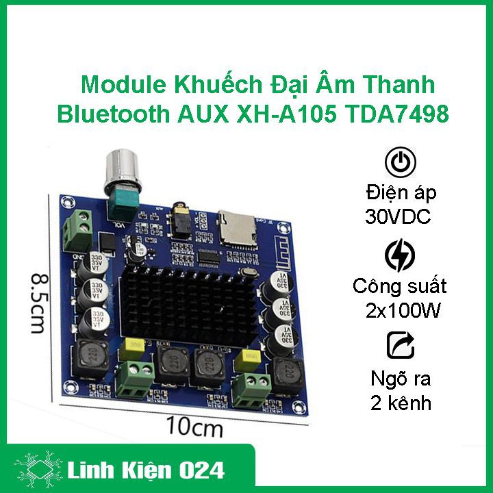 Module khuếch đại âm thanh bluetooth AUX XH-A105 TDA7498 2x100W