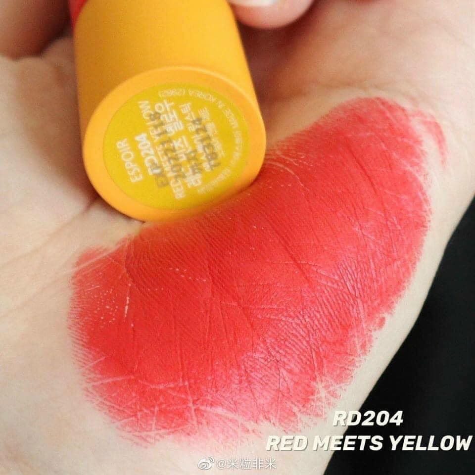 Son Espoir Lipstick No Wear Gentle Matte RD204 Red Meets Yellow đỏ vàng cam cháy