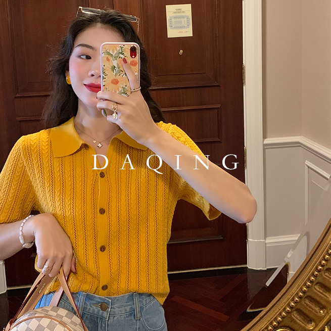 Áo thun cổ Polo ngắn tay dáng ôm chất lụa mát thời trang xinh xắn cho nữ | BigBuy360 - bigbuy360.vn