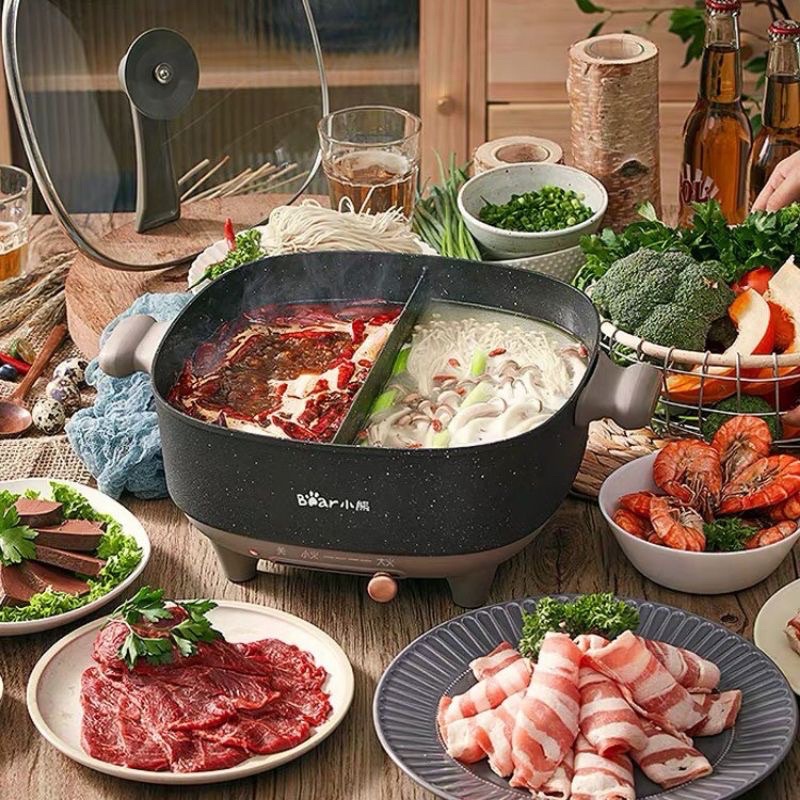 Nồi lẩu điện Bear 2 ngăn dung tích 6L hàng chính hãng cao cấp