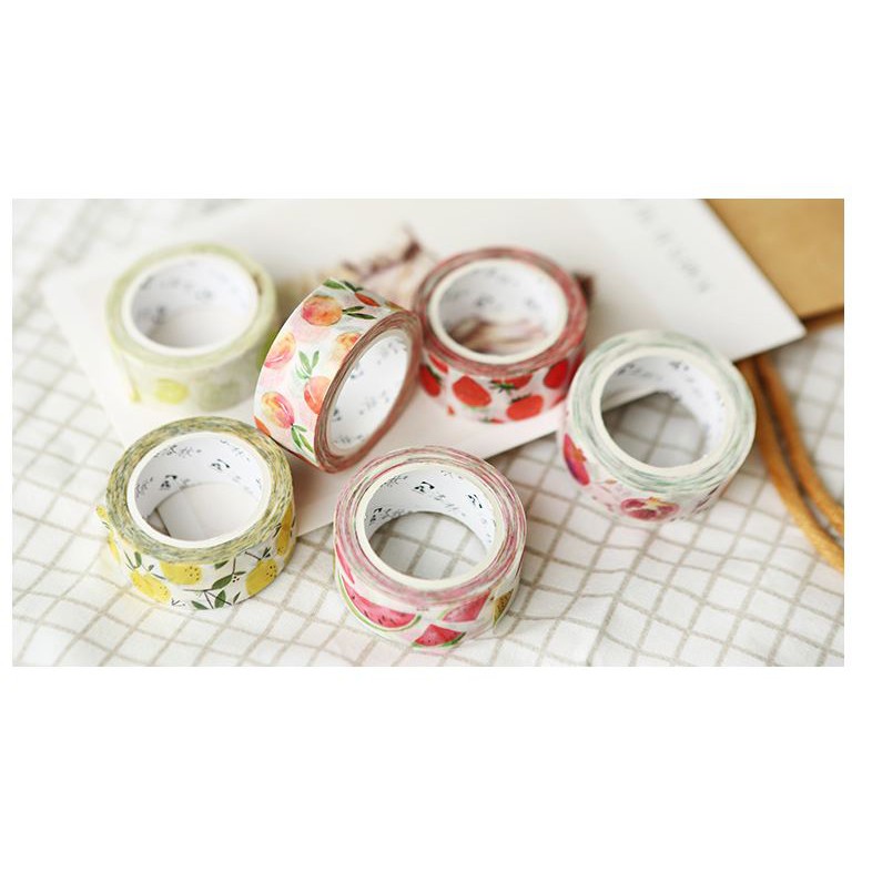 Washi tape cute Hoa quả miếng dán dễ thương trang trí sổ tay bullet journal nhật ký Lalunavn - A05