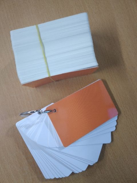 Thẻ flashcard trắng học từ vựng ngoại ngữ tiện dụng, bo góc, dày dặn, kèm khoen