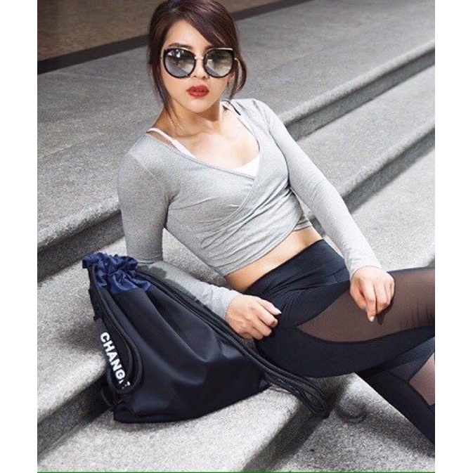 Áo croptop tay dài Van cao cấp tập gym yoga