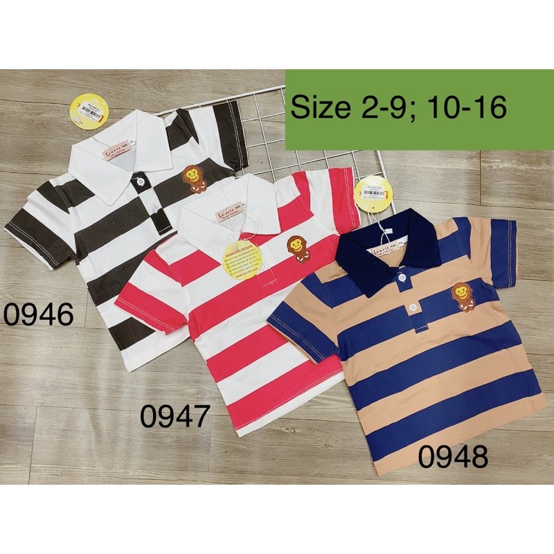 ÁO THUN CỔ BẺ SỌC NGANG SIZE 8-33KG