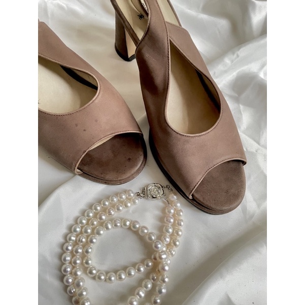 Sandal/Giày cao gót vintage hở mũi /size 37.5/235mm