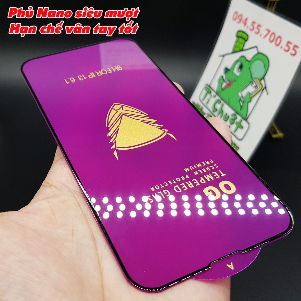 [Chính Hãng OG] Kính CL iPhone 13/ 13 Pro 6.1&quot; Cường Lực 2.5D Full Viền Cứng Chống Mẻ Cạnh