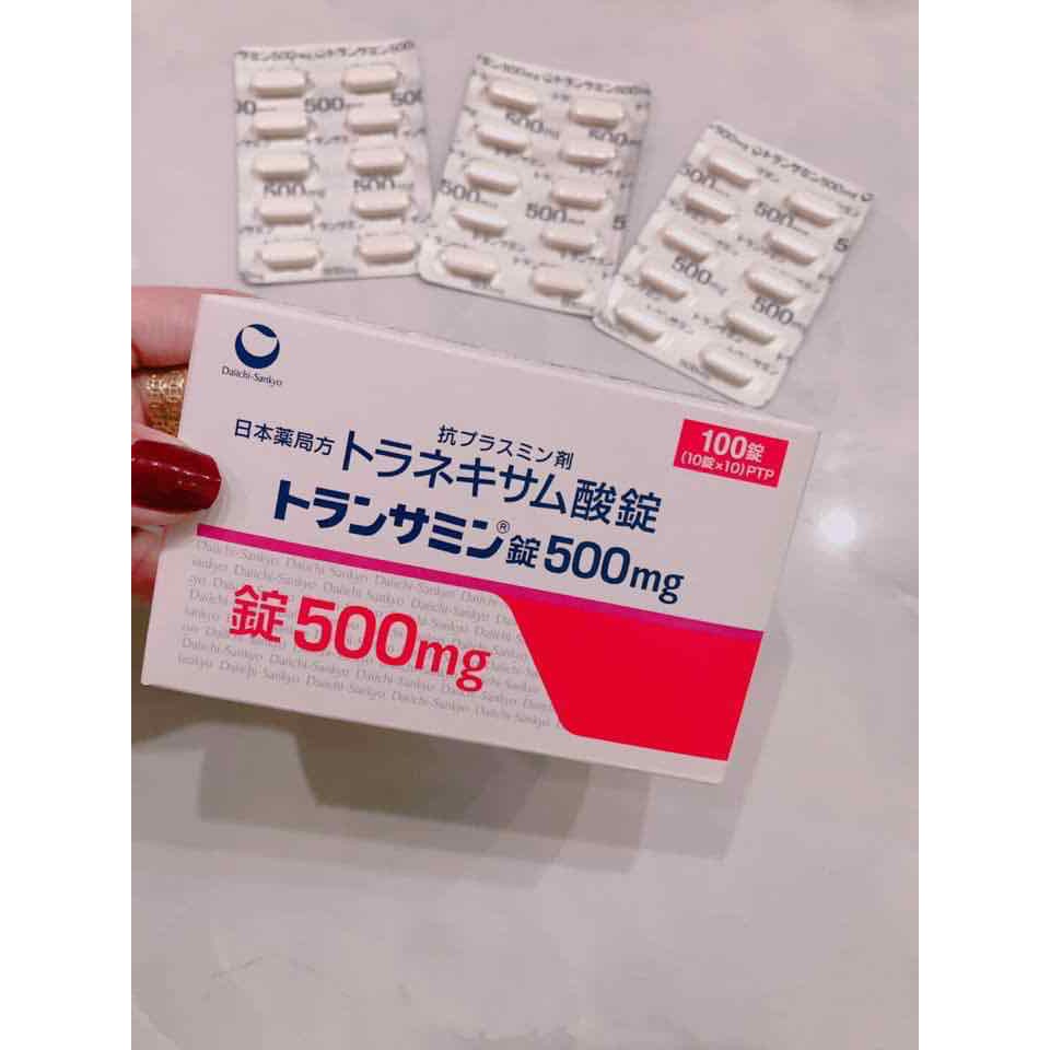 Viên trắng da, mờ nám, tàn nhang Transamin đỏ 500mg  nhật bản