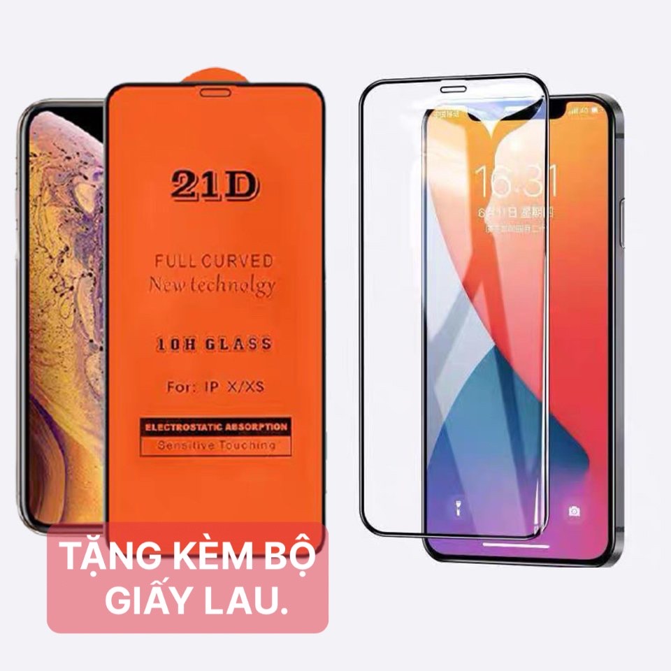 Cường Lực iphone full Màn 21D iphone 6 7 7plus 8plus X Xsmax 11 11promax 12 12promax 13 13promax 14 pro max promax [21D]