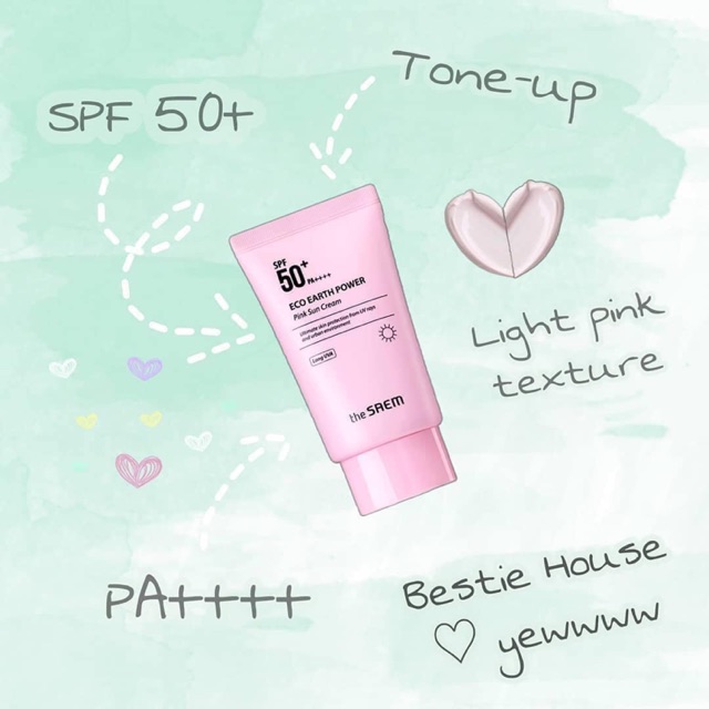 KEM CHỐNG NẮNG THE SAEM ECO EARTH POWER PINK SUN CREAM (kèm bill) | BigBuy360 - bigbuy360.vn