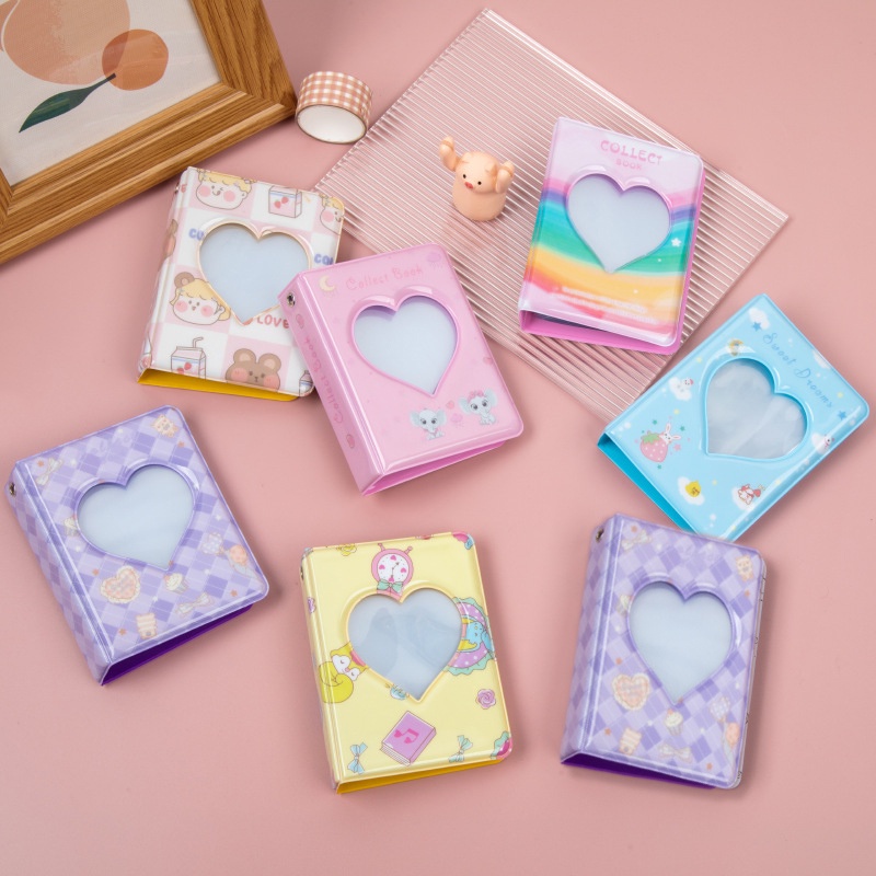 Album Ảnh Hàn Quốc 3 Inch Nắp Vuông Mini 40 Ngăn Đựng Thẻ Sưu Tầm Hình Trái Tim Dễ Thương