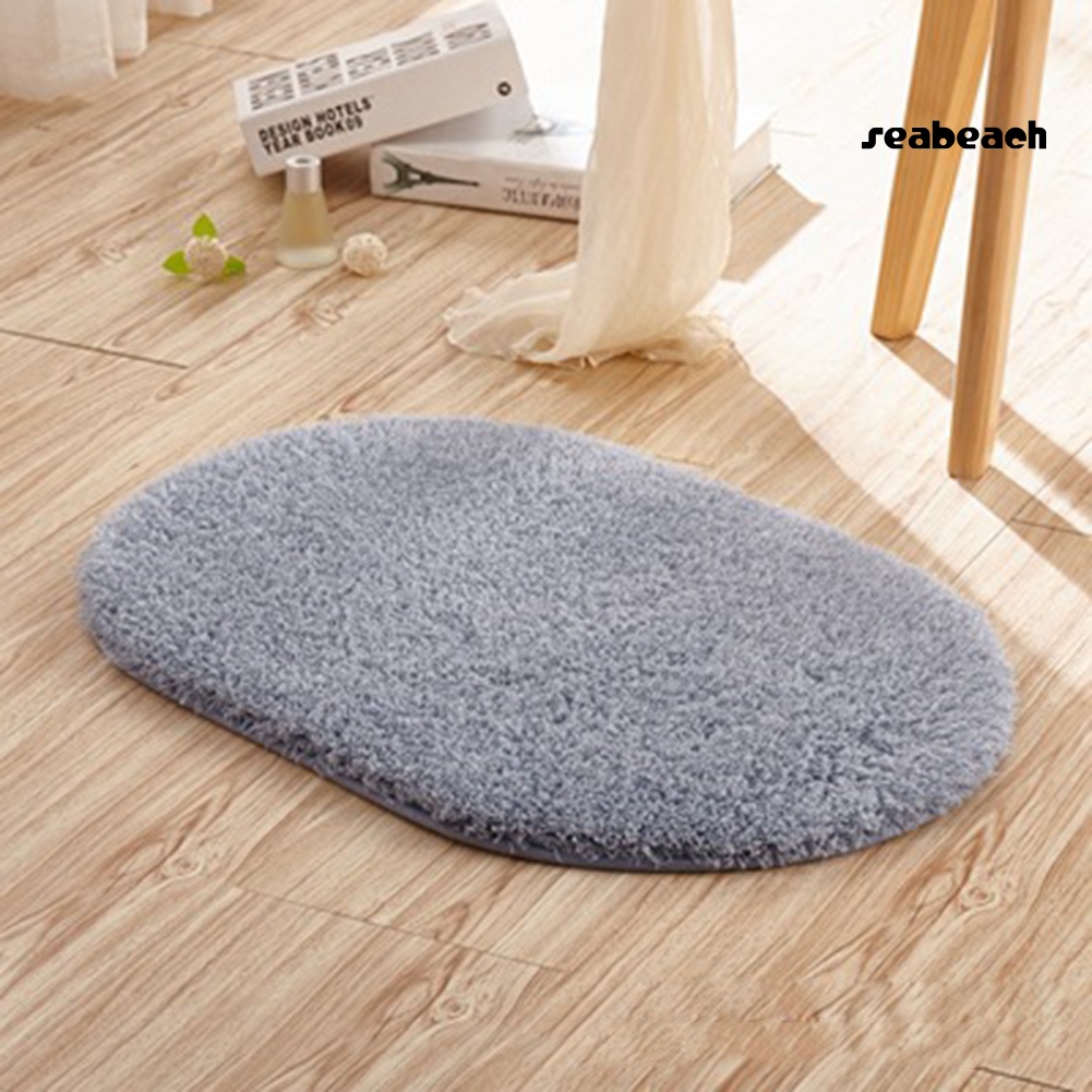 Thảm lông lót sàn hình oval thấm hút nước chống trượt tiện dụng cho phòng khách