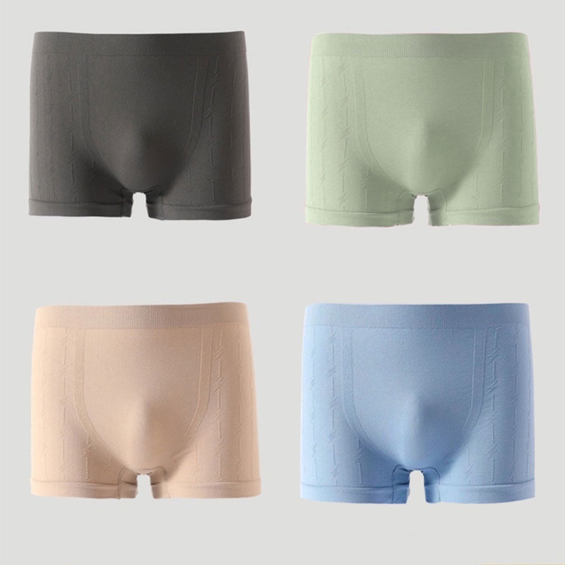 Bộ 4 Quần Lót Boxer Lưng Vừa Siêu Mỏng Thoáng Khí Không Đường May Cá Tính Cho Nam