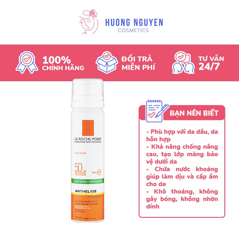Kem Chống Nắng Dạng Xịt La Roche-Posay Anthelios Invisible Fresh Mist SPF 50 75ml