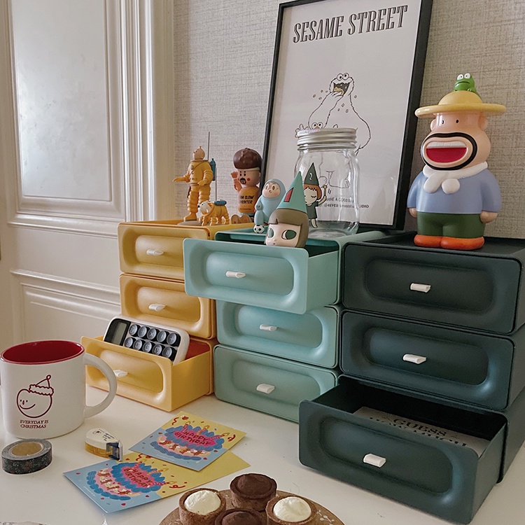 Hộp nhựa đựng đồ có ngăn kéo đủ màu xếp chồng lên nhau -HyHy Home Decor