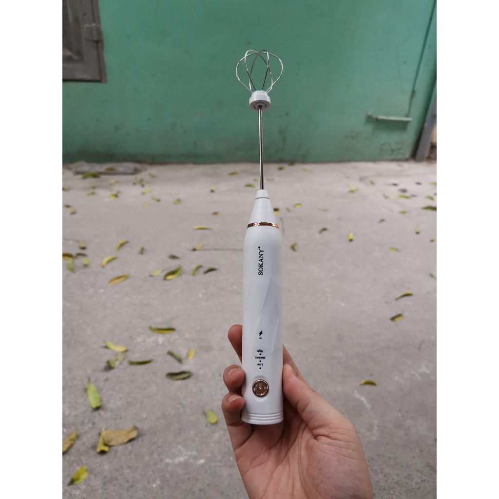 Máy đánh bọt cafe trứng cầm tay mini Sokany sử dụng pin sạc cao cấp Nobihome,máy đánh trứng cafe cầm tay mini