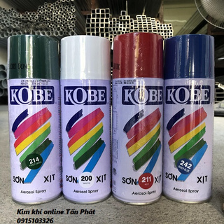 Sơn Xịt Kobe chính hãng đủ màu - Hồng, Bạc, Xanh ngọc, Trắng, Đen, Bóng, Đỏ, Xanh dương, Xanh lá, Xám, Kem