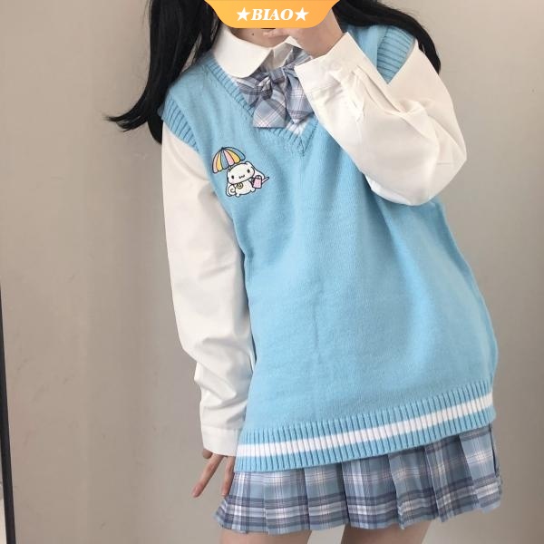 SANRIO Áo Sweater Dệt Kim Dáng Rộng In Hình Kuromi Cinnamoroll My Melody Thời Trang Thu Đông 2023 Cho Nữ Size S-2Xl