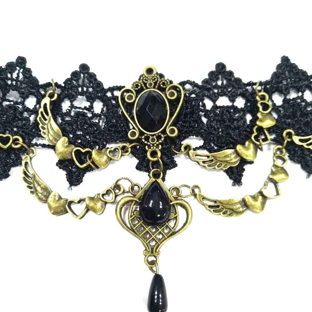 Vòng cổ choker phối ren phong cách Gothic cổ điển thời trang ấn tượng