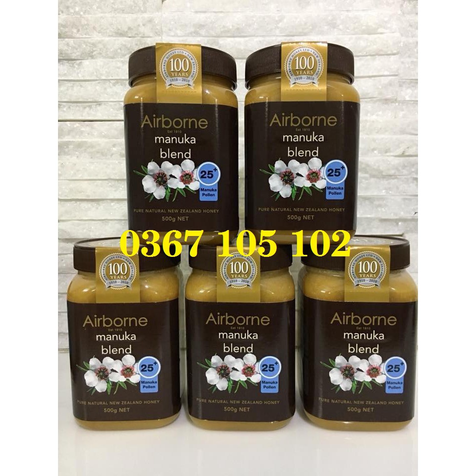 Mật Ong Airborne Manuka 25+ 500gr Hàng Xách Tay Úc HSD 2022