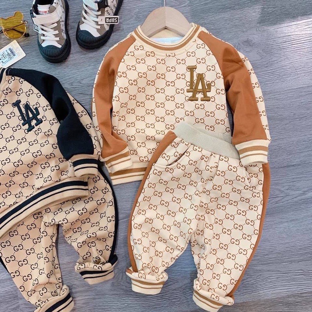 Bộ Nỉ Da Cá L.A  Cho Bé , Bộ Dài Tay Thu Đông Cho Bé Trai Bé Gái Cực Xinh Từ 7-18kg - LILA KIDS