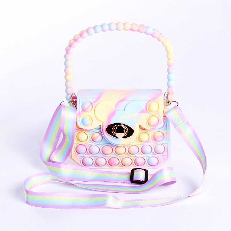 Pop It Túi Xách Đeo Chéo Vai Bằng Silicon Bong Bóng Giảm Căng Thẳng Cho Bé Gái