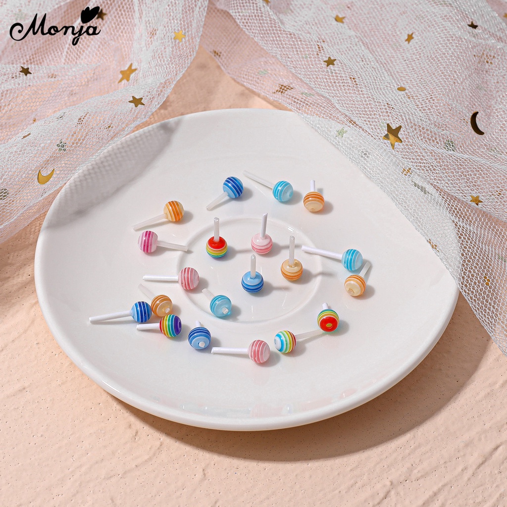 Túi 20 phụ kiện đính móng tay nghệ thuật MONJA kiểu nơ/ bướm/ mặt cười/ kẹo mút/ váy 3D nhựa resin nhiều màu xinh xắn