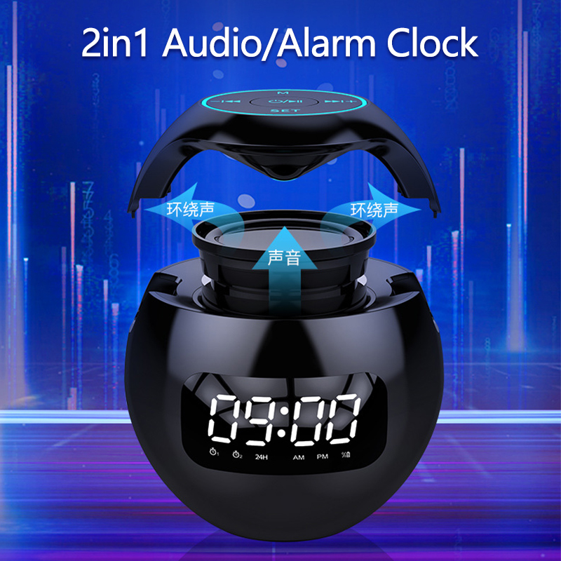 Loa Bluetooth Không Dây Tích Hợp Fm / Đồng Hồ / Nhiệt Độ