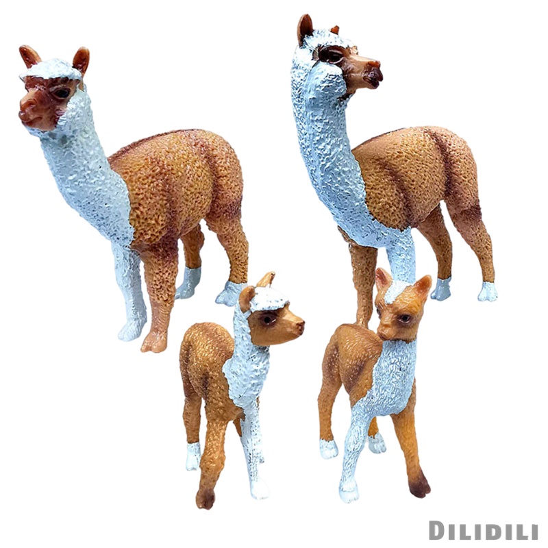 Farm Zoo Animals Figures Toys Realistic Wild Zoo Animals Alpaca Figurines PVC Animals Playset with Alpaca Mom, Alpaca Daddy and Alpaca babies Set of 4