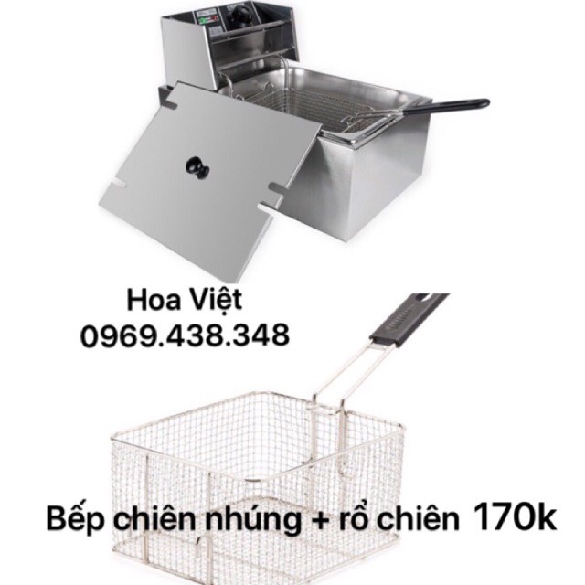 Bếp chiên,bếp chiên nhúng điện, chiên rán khoai tây + 1 rổ chiên