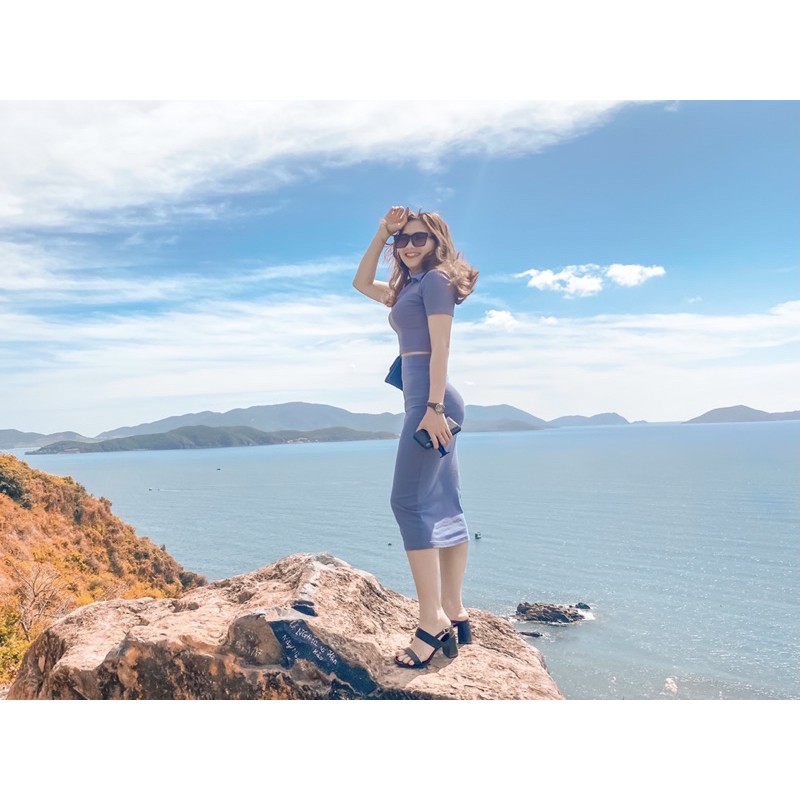 Set vay body áo cổ bẻ