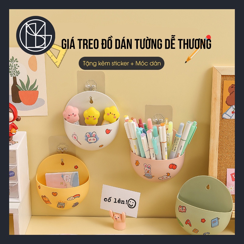 [Kèm Sticker] Giá Treo Đồ Dán Tường Siêu Dính, decor bàn học, phong cách Hàn Quốc siêu dễ thương