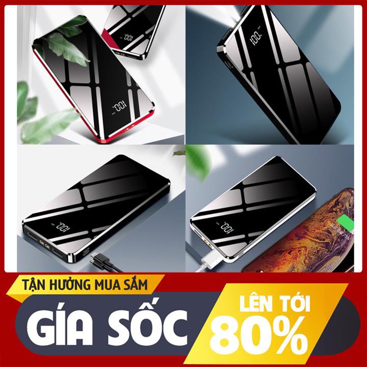 [Mã ELFLASH3 hoàn 10K xu đơn 20K] Cục Pin sạc dự phòng 20000mAh Có Hiển Thị % Pin Tráng gương