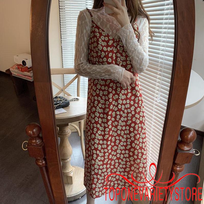 Đầm Hai Dây Họa Tiết Hoa Vintage Cho Nữ | BigBuy360 - bigbuy360.vn