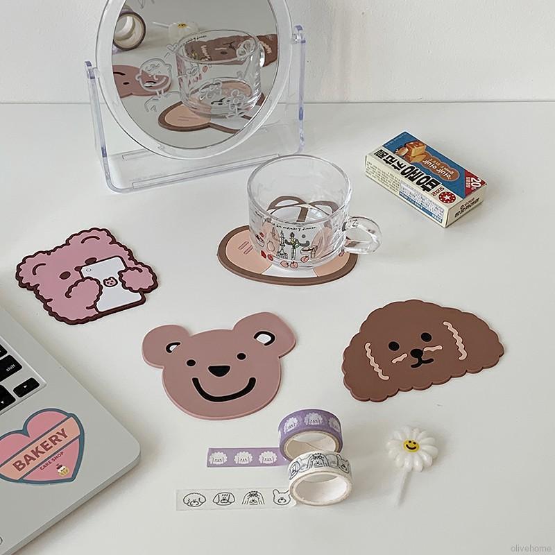 Miếng lót ly cách nhiệt chống thấm nước chống trượt thiết kế hoạt hình đáng yêu tiện lợi dành cho bàn ăn