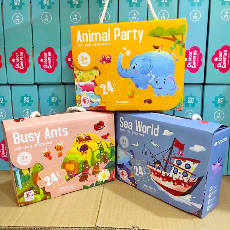 Bộ đồ chơi xếp hình ghép tranh các chủ đề 24, 48, 60 miếng trong 1 hộp Tiếng Anh - Lado shop