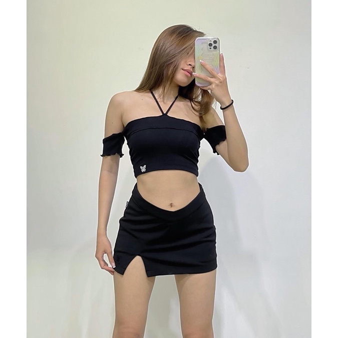 MINI SKIRT 1/ CHÂN VÁY NGẮN XẺ TÀ EO CHỮ V TÔN DÁNG