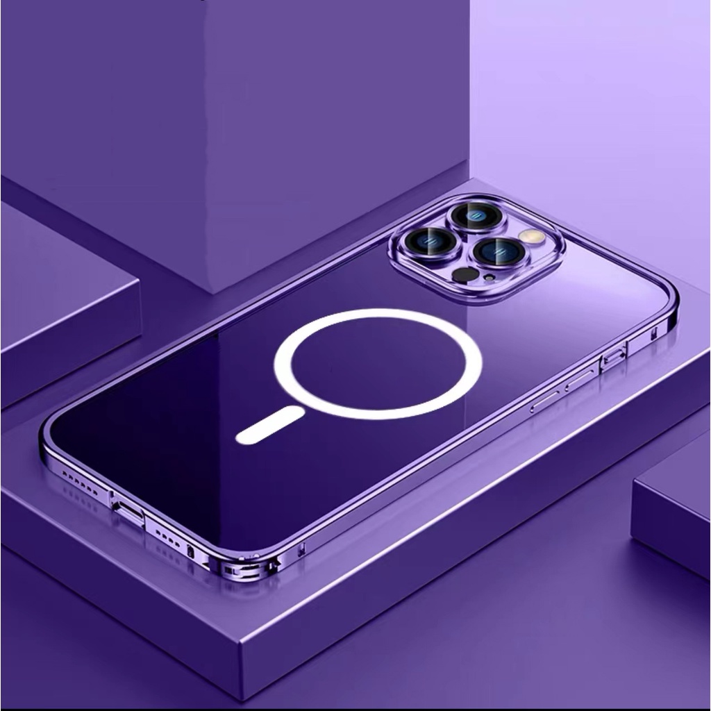 Ốp Điện Thoại Kim Loại Cứng Từ Tính Cho compatible for iPhone 14 pro max 13 pro max 12 pro max