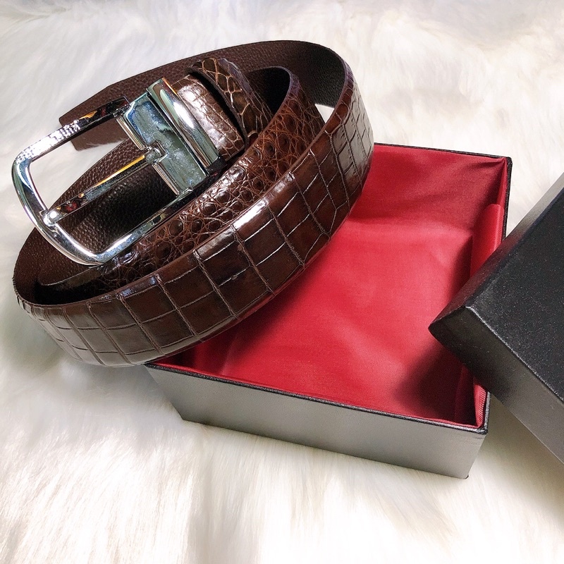 Thắt lưng nam da cá sấu thật 100%, rộng 4cm, dây nối