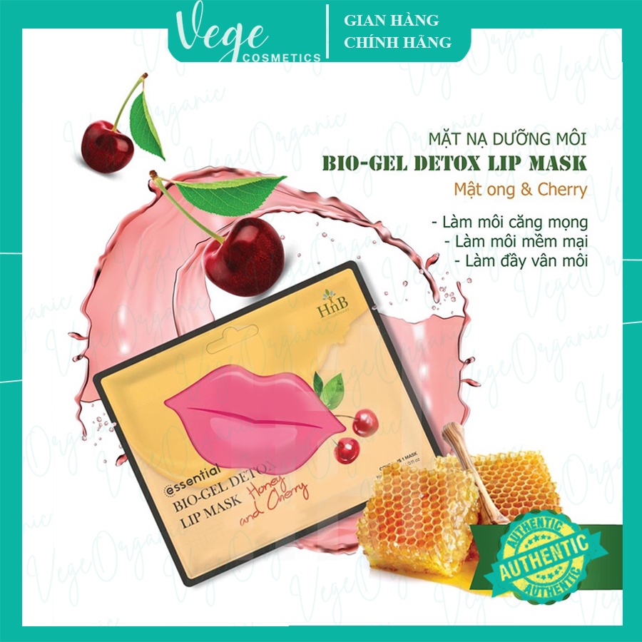 Mặt nạ môi tinh chất cherry mật ong dưỡng môi cấp ẩm làm hồng chống nẻ HNB Bio Gel Detox Lip Sleeping Mask 5g