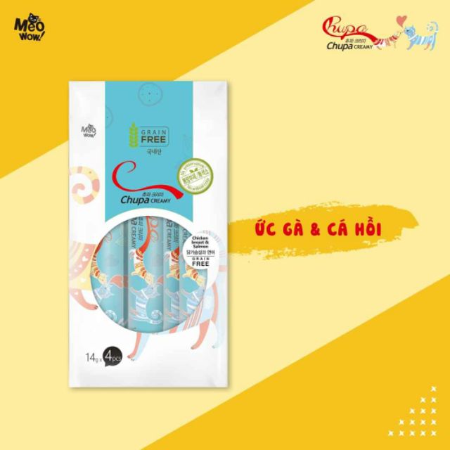 1 vỉ 4 tuýp Soup kem thưởng cho mèo Chupa Creamy 14g