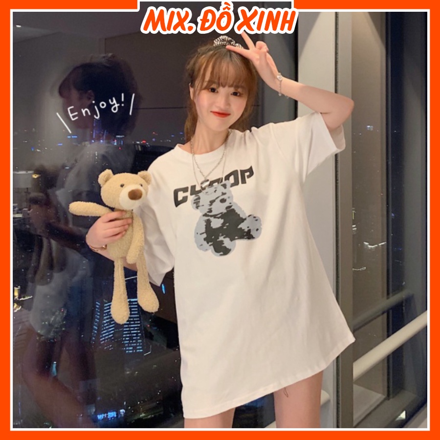 Áo thun nam nữ form rộng tay lỡ áo phông unisex Thu Hà chất liệu thoáng mát, in hình Gấu chữ CYOOP