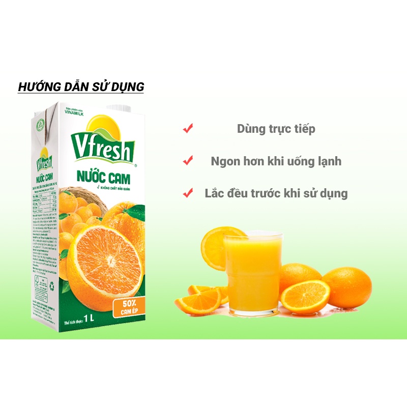 Nước ép Vfresh cam/đào/ổi/cà chua hộp 1L
