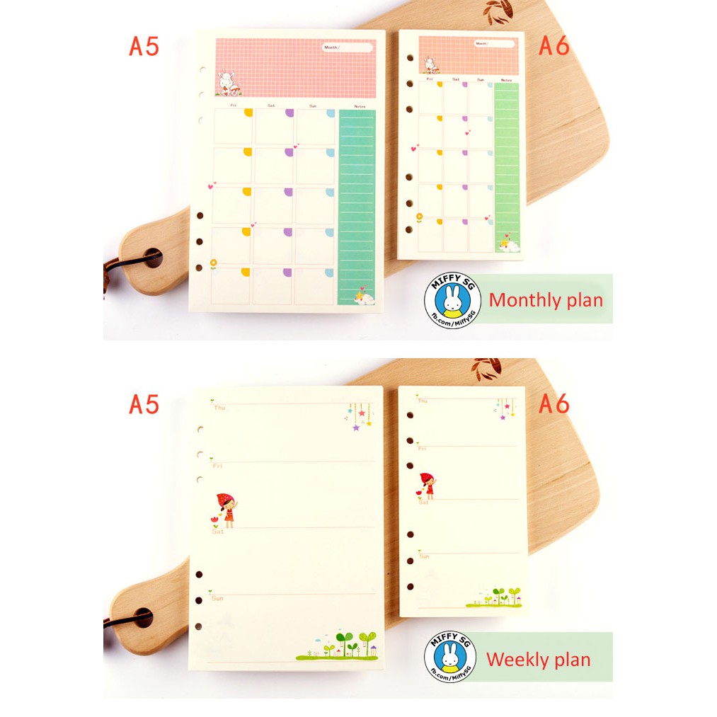 GIẤY REFILL 6 lỗ cho sổ còng/planner A5 và A6