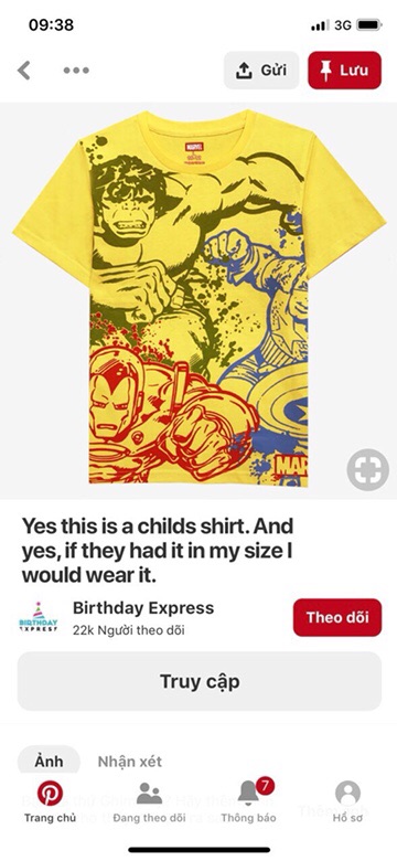 Áo Marvel size đại cho bé