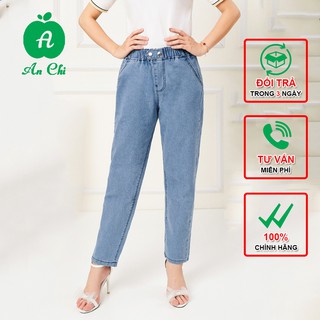Quần bò nữ cạp chun chất co giãn 🔴FREESHIP🔴 Quần Jean phom rộng lên tới 80kg có 3 màu dễ phối đồ