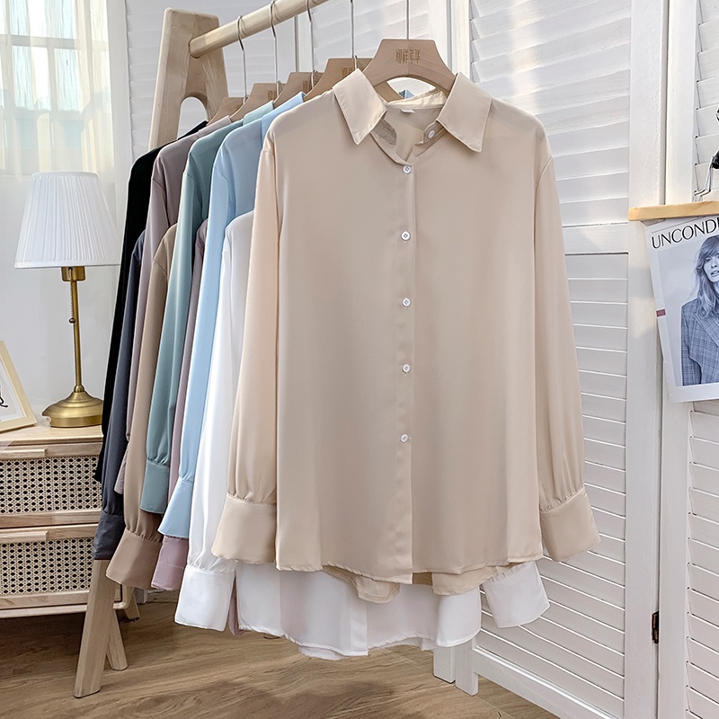 Áo Sơ Mi Tay Dài Mềm Mại Thời Trang Xuân Thu Cho Nữ