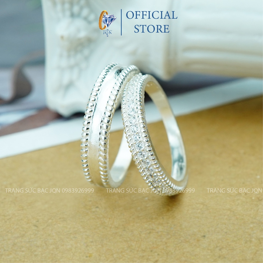 Nhẫn Đôi Bạc JQN Chất Liệu Bạc Thật D03 Gồm 2 Nhẫn Cho Nam Nữ